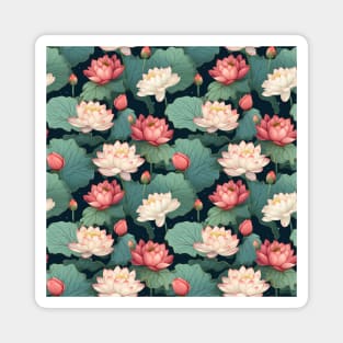 Serenity Blooms: Timeless Lotus Flower Pattern Magnet