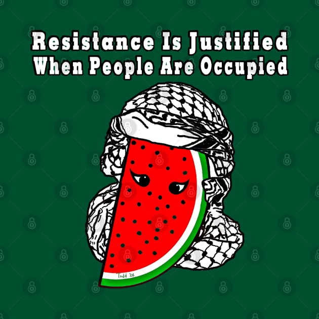 Resistance Is Justified When People Are Occupied - Watermelon Keffiyeh - Full Wrap - With Eyes -Front by SubversiveWare