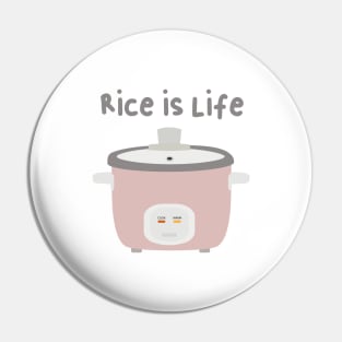 Rice is Life Rice Cooker Asian Pun Kitchen Pin