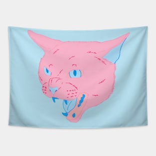 Vaporwave Cat - Pink Lemonade Tapestry