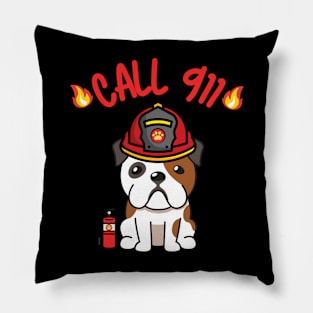 Firefighter English Bulldog Pillow