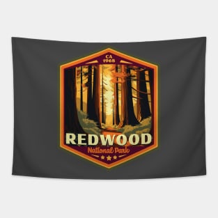 Redwood National Park Vintage WPA Style Outdoor Badge Tapestry