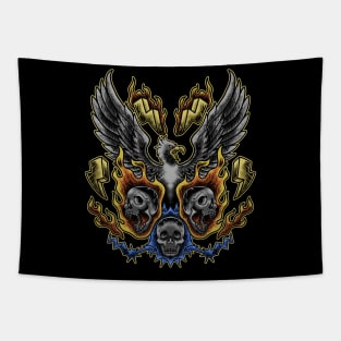 burning skull head Tapestry