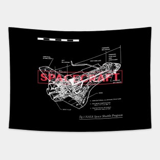 Retro Spacecraft Blueprint Tapestry