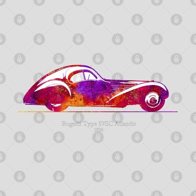 Bugatti Type 57 SC Atlantic 1936 - Colorful 02 by SPJE Illustration Photography