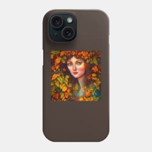 Autumnal Equinox Beautiful Woman Surrounded By Autumn Leaves Phone Case