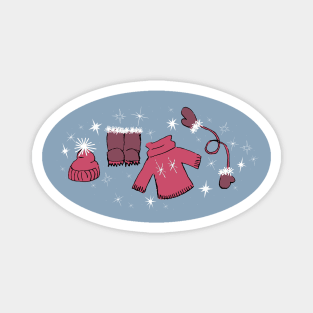 Winter weather snow lover gear cartoon illustration Magnet