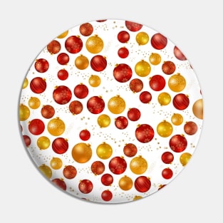 Christmas pattern in gold and red baubles on white: celebrate the holidays with bright decorations Pin