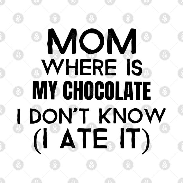 Mom, where is my chocolate I ate it- black by Josephsfunhouse