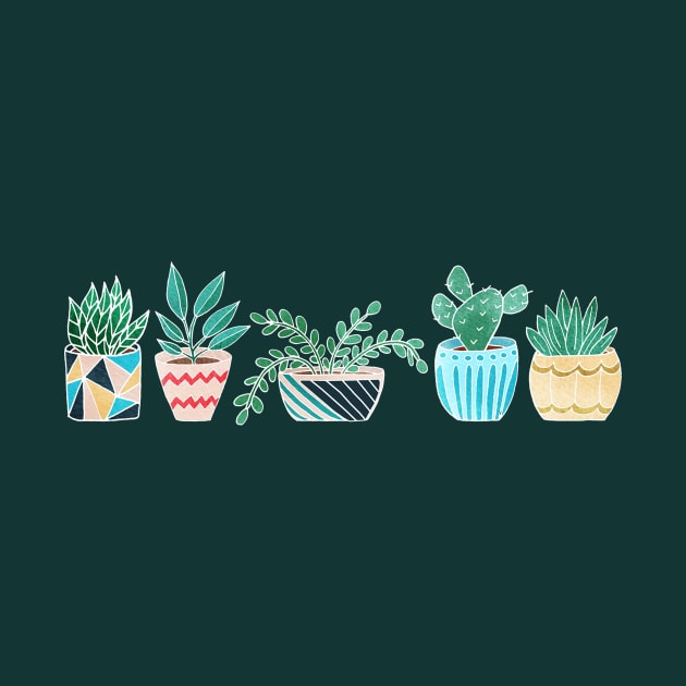 Five in a Row - Plants in Funky Pots by tangerinetane