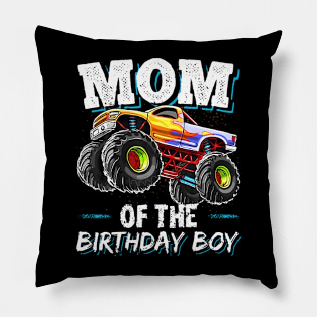 Mom Of The Birthday Boy Monster Truck Birthday Novelty Pillow by Sort of Vintage