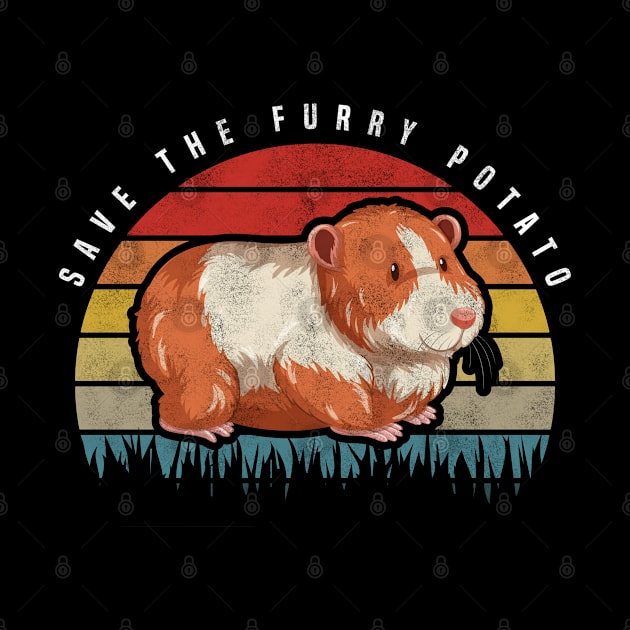 Save The Furry Potato, Retro Vintage Cute Hamster by BenTee