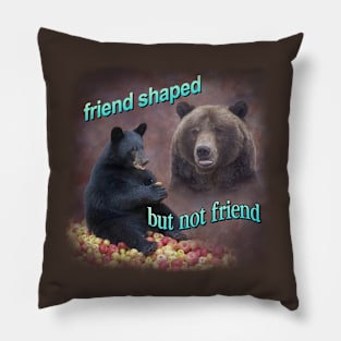 Bears friend shaped but not friend word art meme Pillow