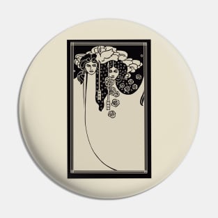 Art Nouveau Ladies (cream on black) Pin