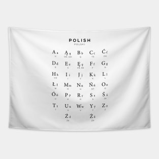 Polish Alphabet Chart, Poland Language Chart, White Tapestry