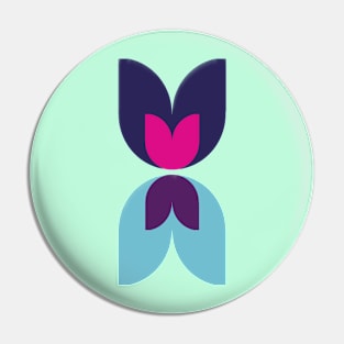 Geometric Tulip Petal in Navy Pink Pin