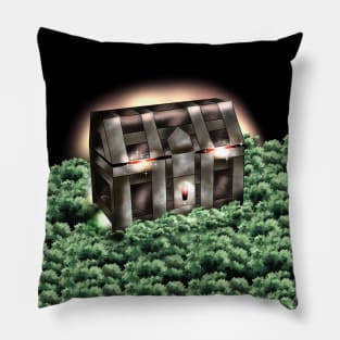 Glowing mimic chest in the garden at night Pillow