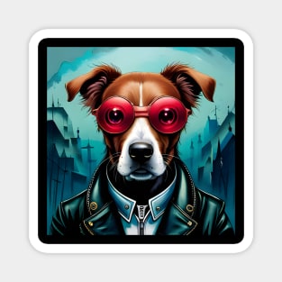 Dog in Leather Jacket and Sunglasses Magnet