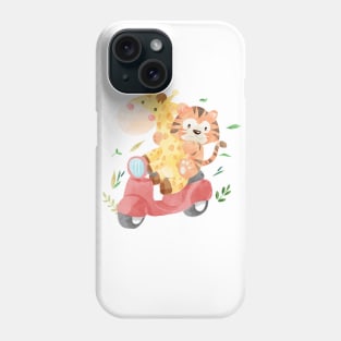 cute animal friends riding scooter Phone Case