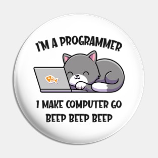 Coder Cat Programmer Funny Computer Scientist Pin