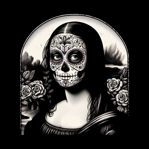 Sugar Skull Mona Lisa Day of the Dead by TeeTrendz