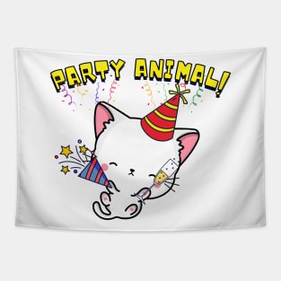 Party Animal White Cat Tapestry