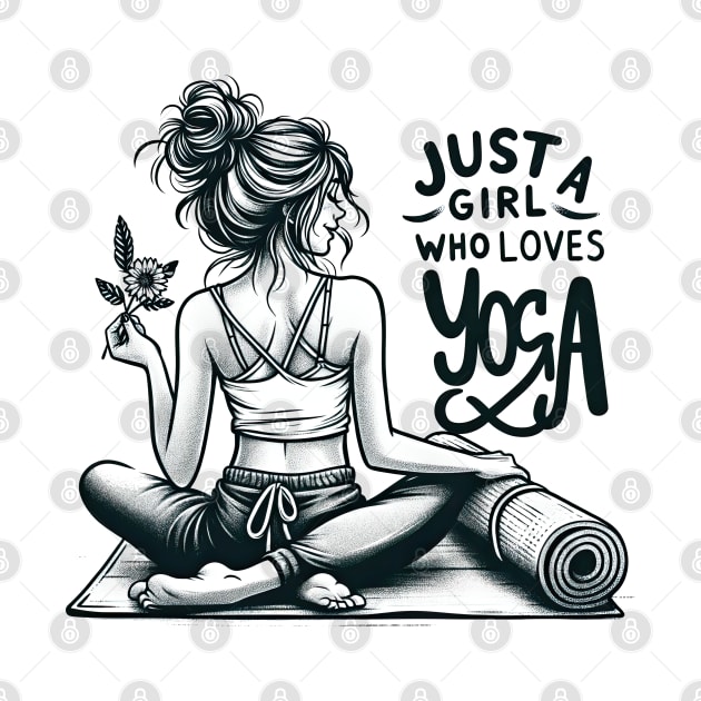 Just a Girl Who Loves Yoga-Girl with Mat and Messy Bun by Mapd