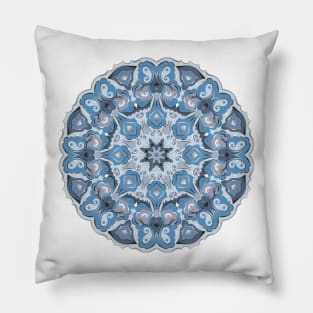 Blue and silver round pattern Pillow