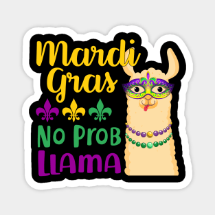 Mardi Gras Llama No Probllama Llama Magnet