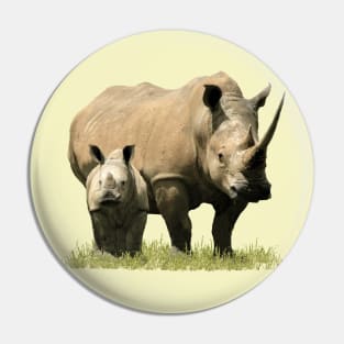 Rhino Mama with Baby in Kenya / Africa Pin