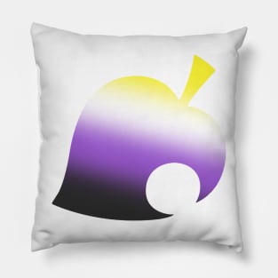 Non-binary Pride Racoon Leaf Crossing gradient Pillow