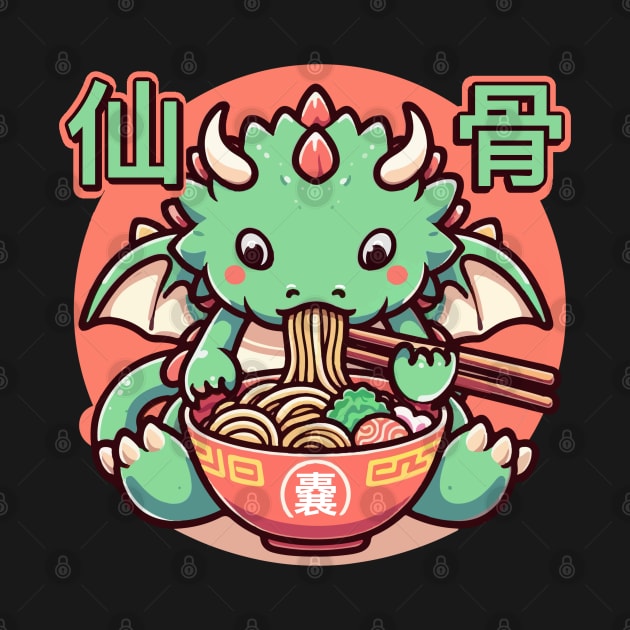 Dragon Eating Ramen by Sacra Studio