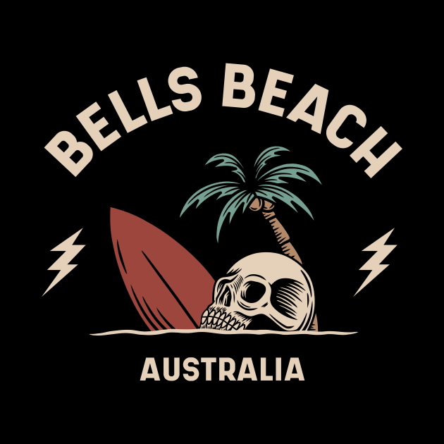 Vintage Surfing Bells Beach Australia // Retro Surf Skull by Now Boarding