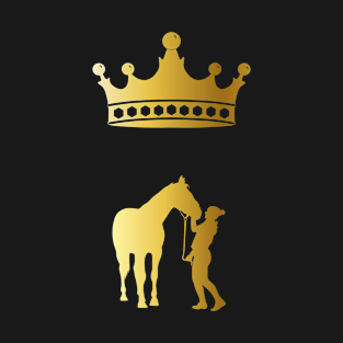 girl with horse love and crown gold color T-Shirt