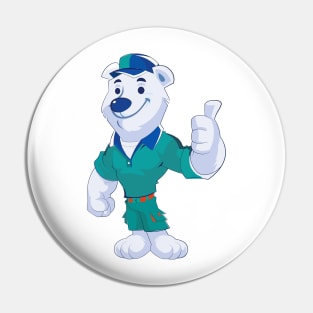 Polar Bear Mascot Cartoon Pin