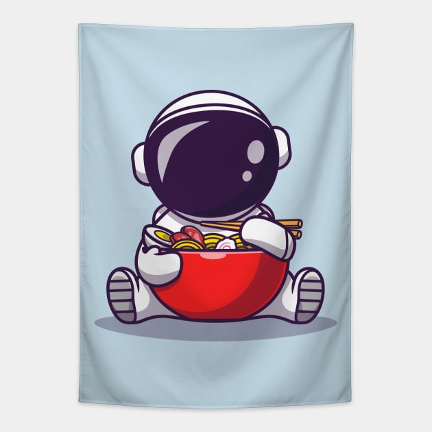 Cute Astronaut Eat Ramen Tapestry by Catalyst Labs