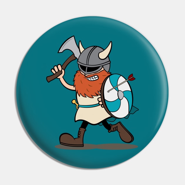 Viking Berserker Cartoon (Player 5 / teal) Pin by Koyaanisqatsian