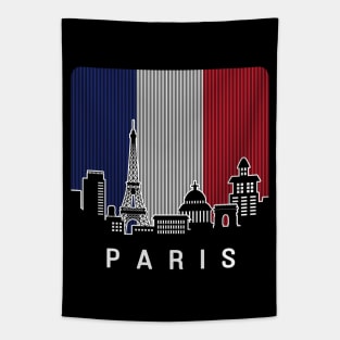 Paris France Skyline Flag Tapestry