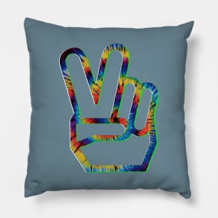 Tie Dye Peace Fingers Pillow