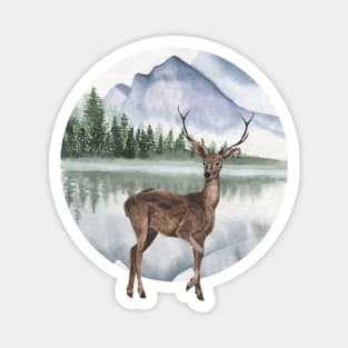 Watercolor Deer looking Magnet