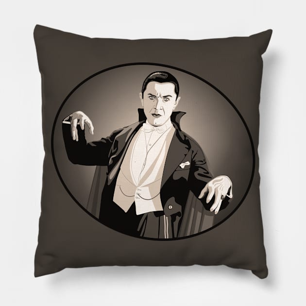 Count Dracula Portrait (Sepia) Pillow by PlaidDesign