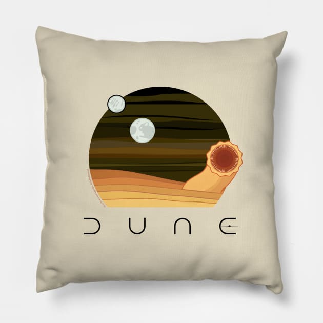 Dune Desert Night and Sandworm (light backgrounds) Pillow by Markadesign