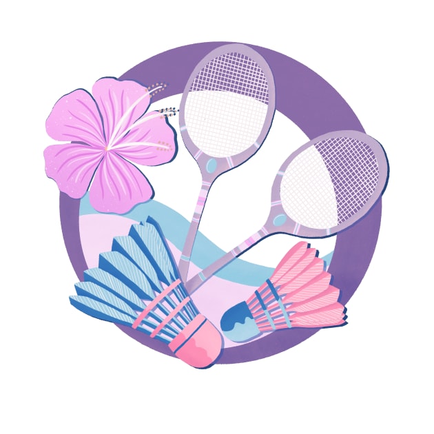 Tropical badminton badge - pastel purple and pink by Home Cyn Home 