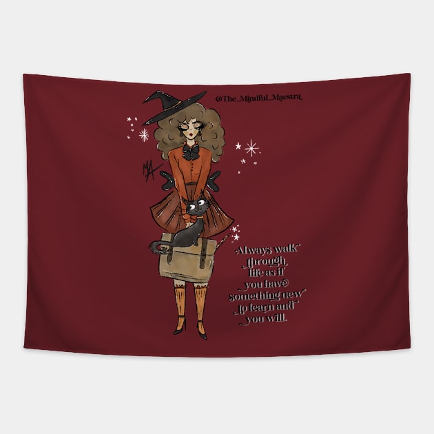 English Teacher Witch (transparent background) Tapestry by The Mindful Maestra