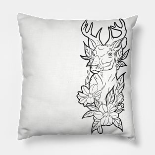 Deer in flowers Pillow