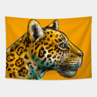 Jaguar wild cat head side view Tapestry