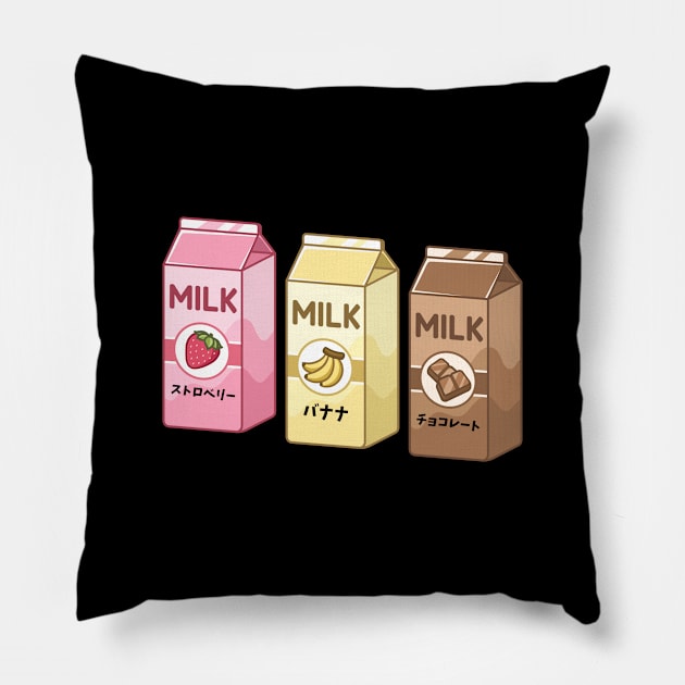 Milk Cow Japanese Katakana Cows Kawaii Since Pillow by Flowering Away