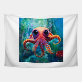 Cute Baby Octopus with Big Eyes Tapestry