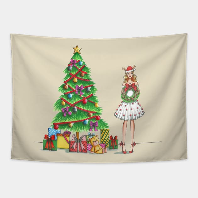 Christmas Illustration 1 Tapestry by Ji Illustrator