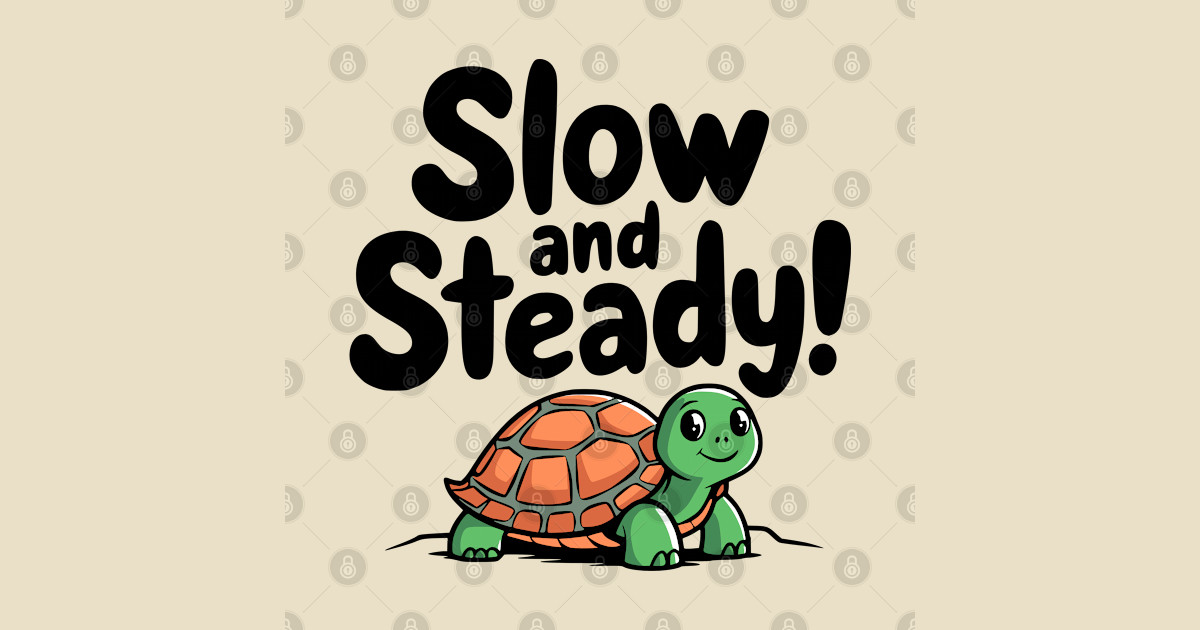 Slow and steady! Cute Kawaii Turtle Pun - Funny Turtle - T-Shirt ...